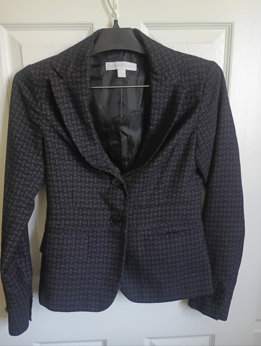 New York & Company Mini Purple Square Patterned Women's Blazer